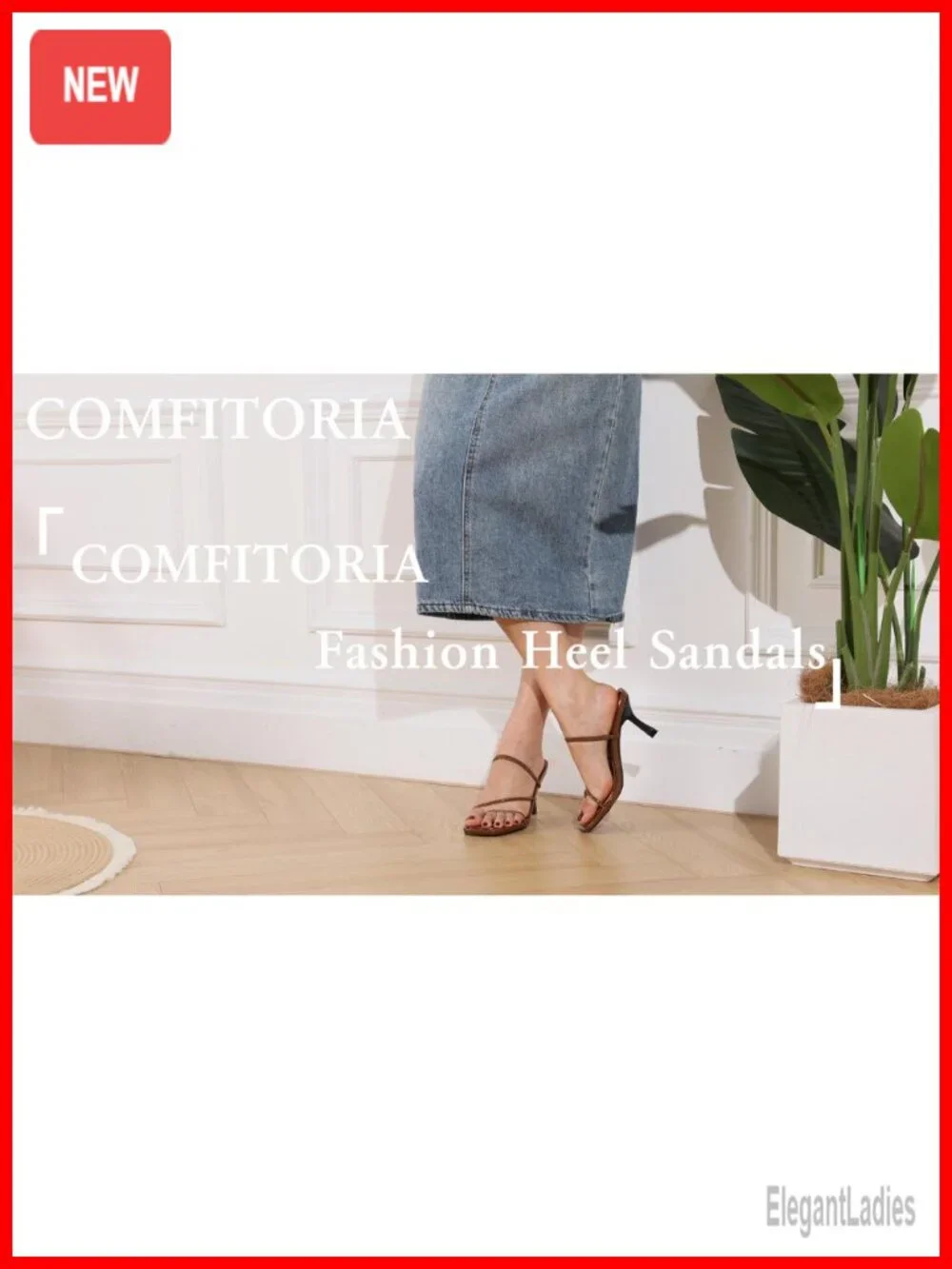 Kitten Heel Strappy Sandals Square Toe Slip On Leather Women's Heels